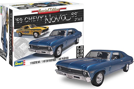 plastic model cars,plastic models,1969 Chevy Nova SS -- Plastic Model Car Kit -- 1/25 Scale -- #852098