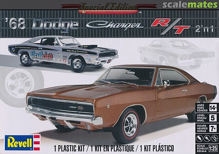 plastic model car,plastic model cars,1968 Dodge Charger 2'n1 -- Plastic Model Car Kit -- 1/25 Scale -- #854202